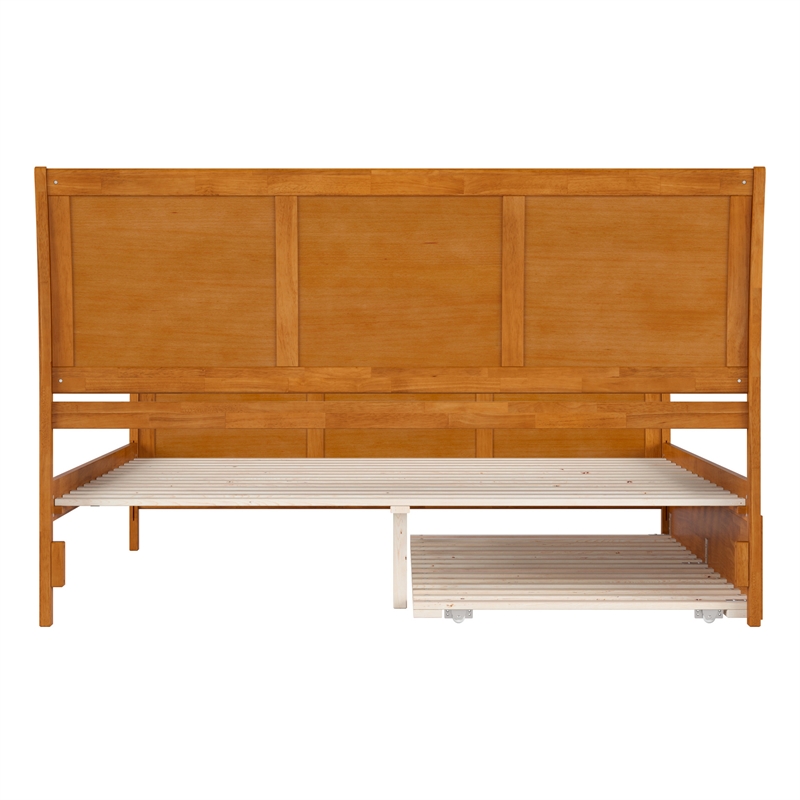 Portland King Wood Bed with Matching Footboard & Trundle in Light Toffee