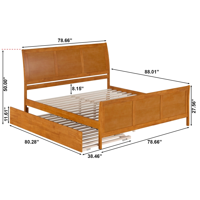 Portland King Wood Bed with Matching Footboard & Trundle in Light Toffee
