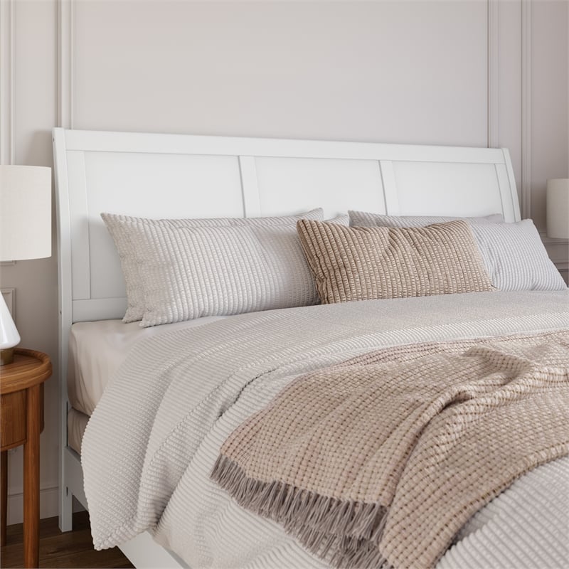 Portland King Storage Wood Platform Bed with Matching Footboard in White