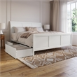 Portland King Storage Wood Platform Bed with Matching Footboard in White