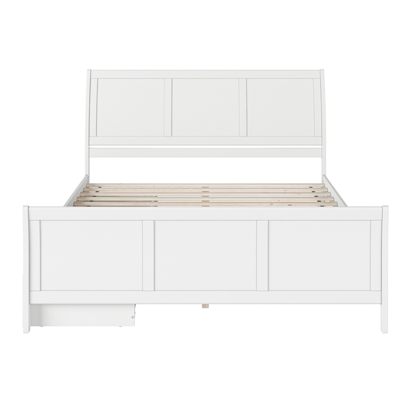 Portland King Storage Wood Platform Bed with Matching Footboard in White