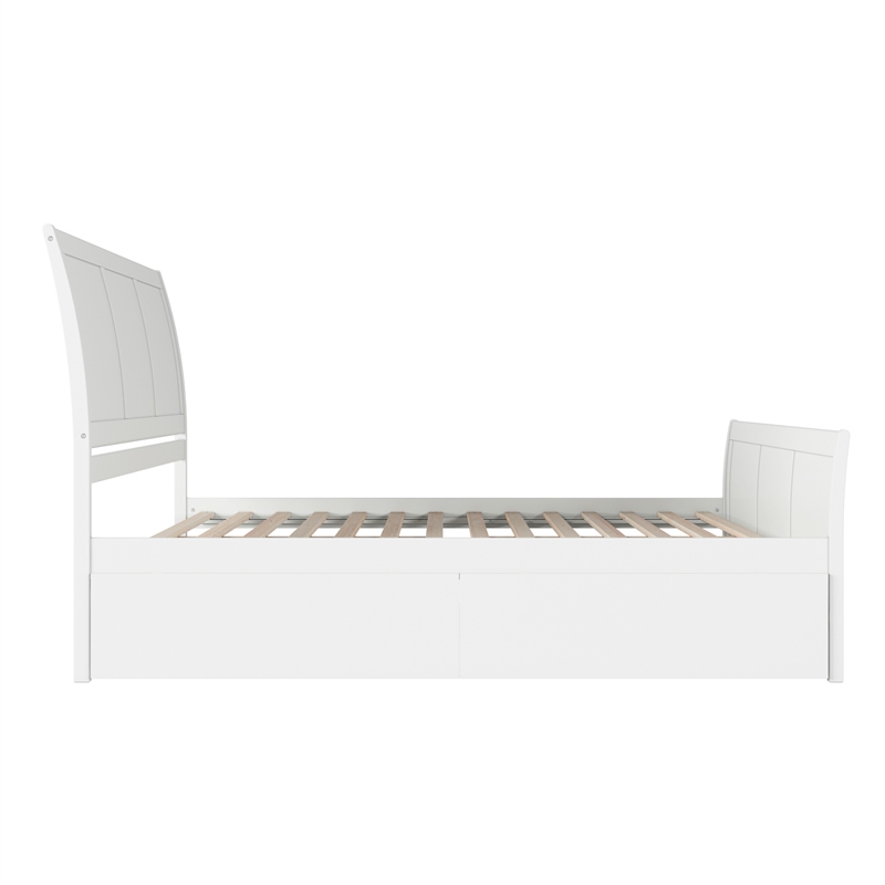 Portland King Storage Wood Platform Bed with Matching Footboard in White