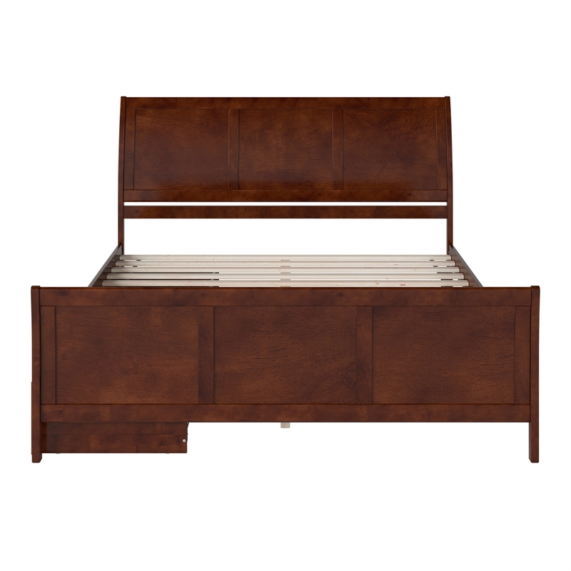 Portland King Storage Wood Platform Bed with Matching Footboard in Walnut