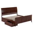 Portland King Storage Wood Platform Bed with Matching Footboard in Walnut