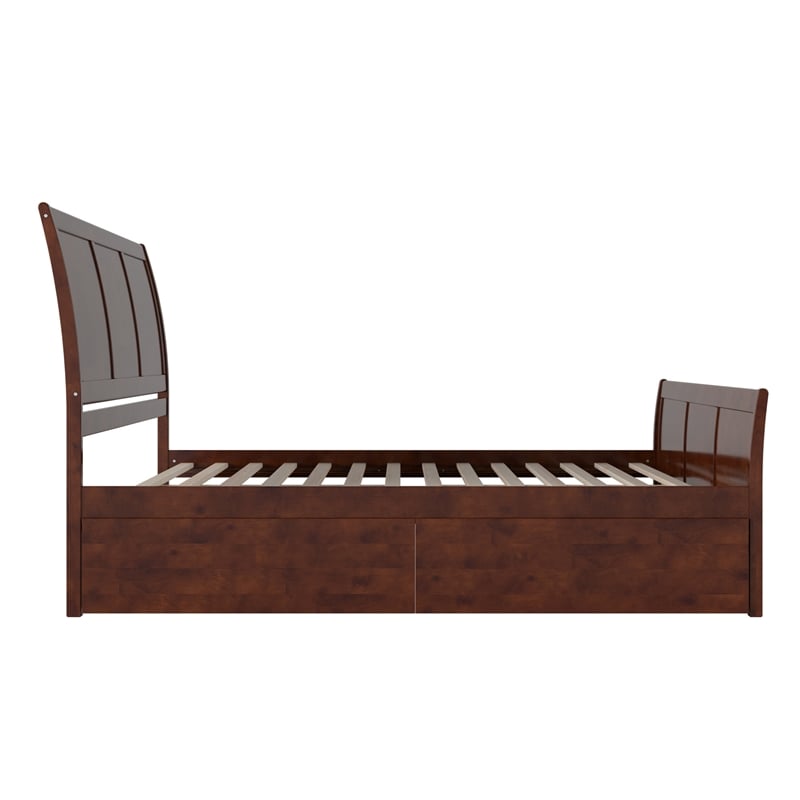 Portland King Storage Wood Platform Bed with Matching Footboard in Walnut