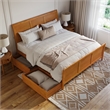 Portland King Storage Wood Platform Bed with Matching Footboard in Light Toffee