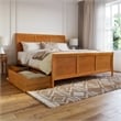 Portland King Storage Wood Platform Bed with Matching Footboard in Light Toffee