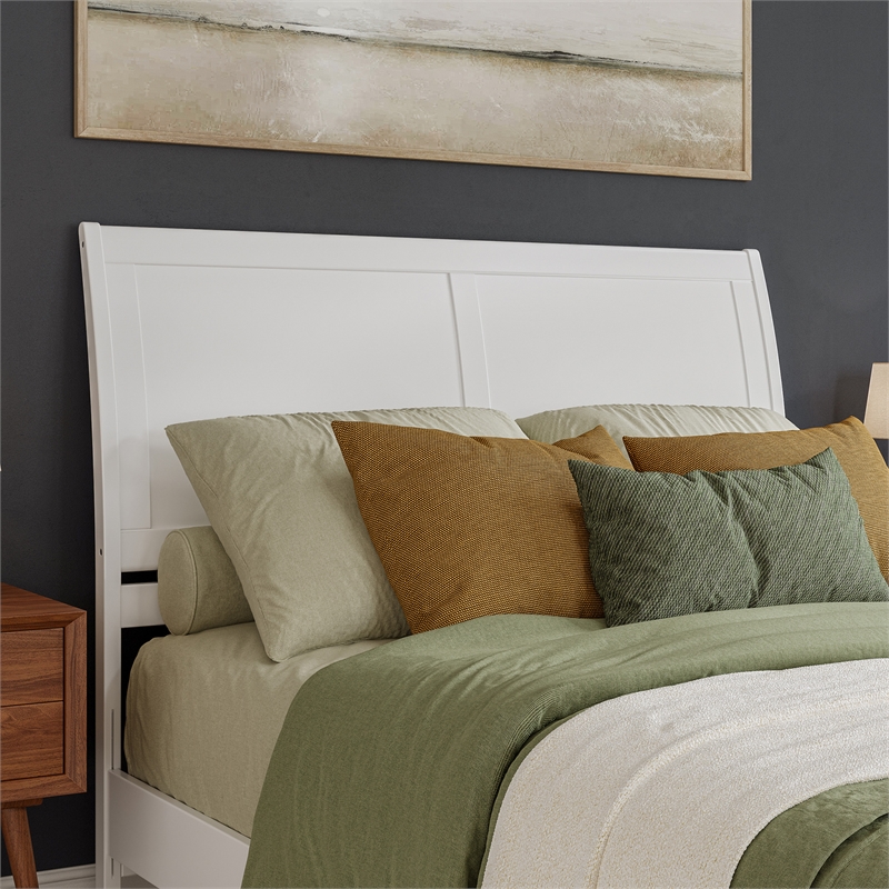 Valencia Queen Low Profile Wood Platform Bed with Matching Footboard in White
