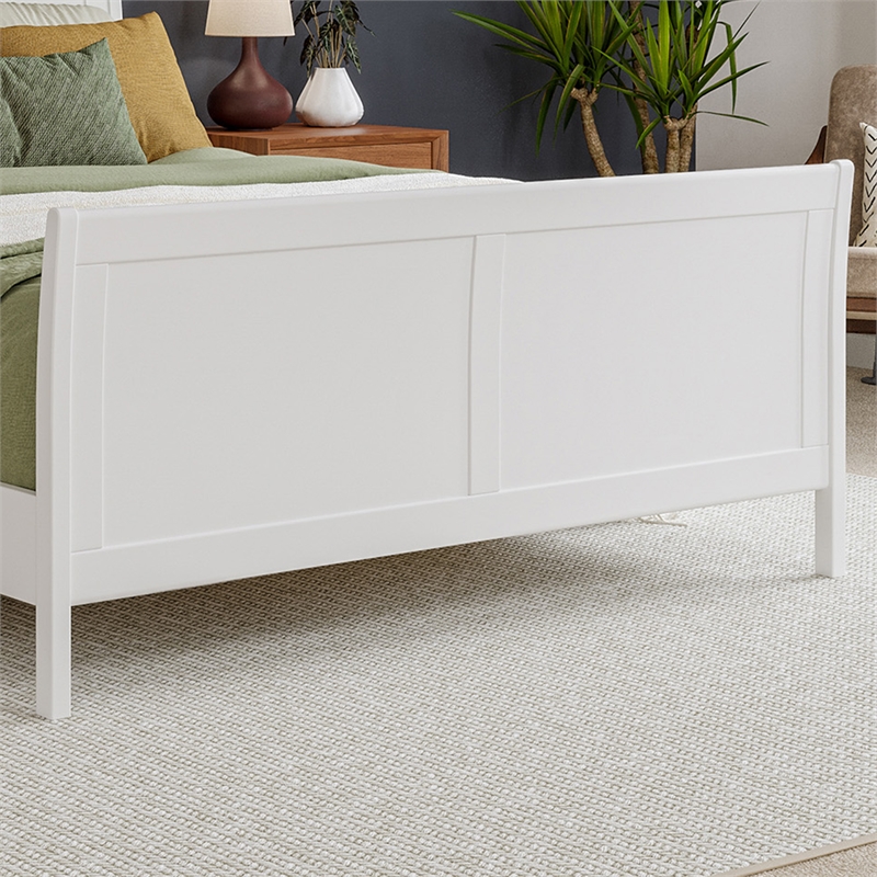 Valencia Queen Low Profile Wood Platform Bed with Matching Footboard in White