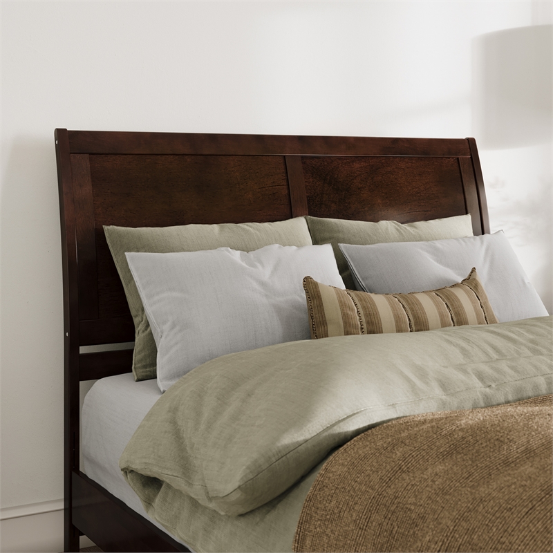 Valencia Queen Low Profile Wood Platform Bed with Matching Footboard in Walnut