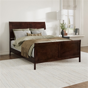 Valencia Queen Low Profile Wood Platform Bed with Matching Footboard in Walnut