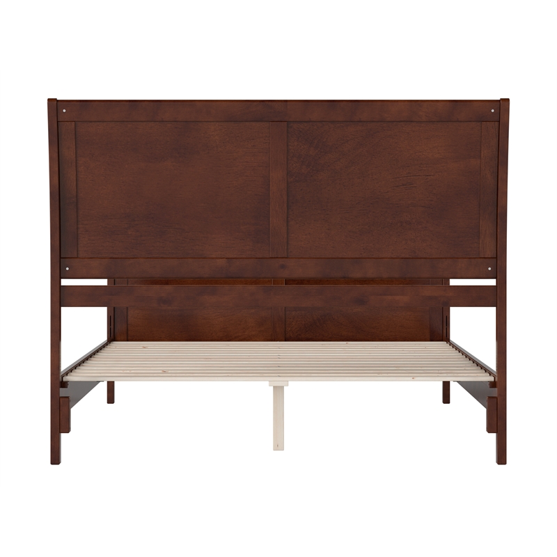 Valencia Queen Low Profile Wood Platform Bed with Matching Footboard in Walnut