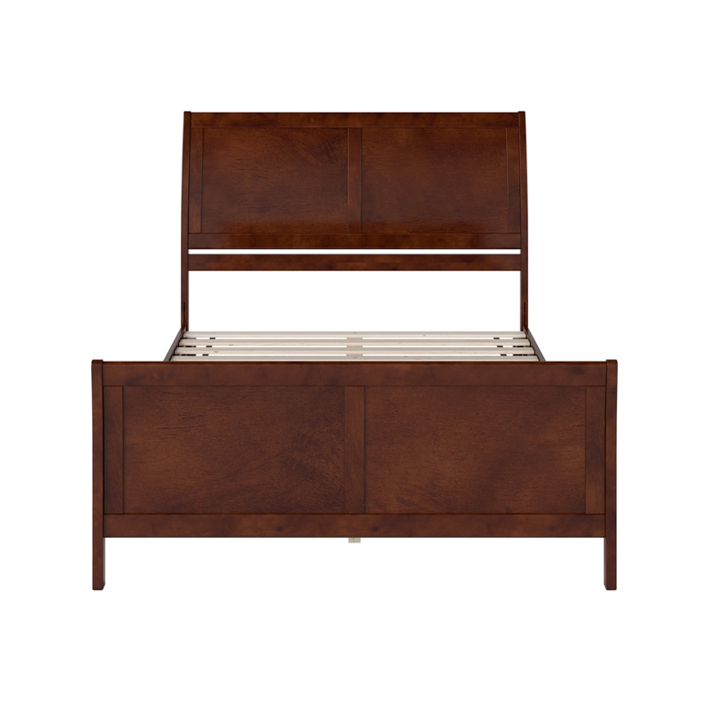 Valencia Queen Low Profile Wood Platform Bed with Matching Footboard in Walnut
