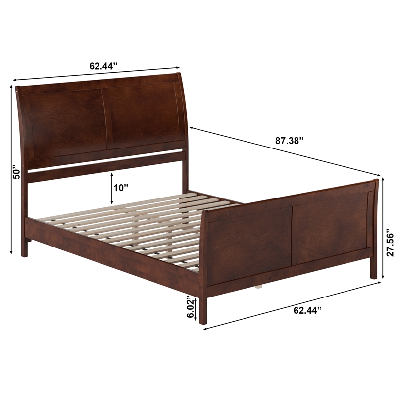 Valencia Queen Low Profile Wood Platform Bed with Matching Footboard in Walnut