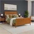 Valencia Queen Low Wood Platform Bed with Matching Footboard in Light Toffee