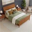 Valencia Queen Low Wood Platform Bed with Matching Footboard in Light Toffee