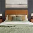 Valencia Queen Low Wood Platform Bed with Matching Footboard in Light Toffee