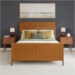 Valencia Queen Low Wood Platform Bed with Matching Footboard in Light Toffee