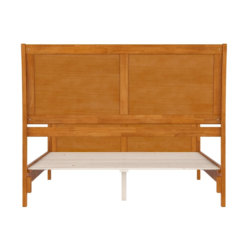 Valencia Queen Low Wood Platform Bed with Matching Footboard in Light Toffee