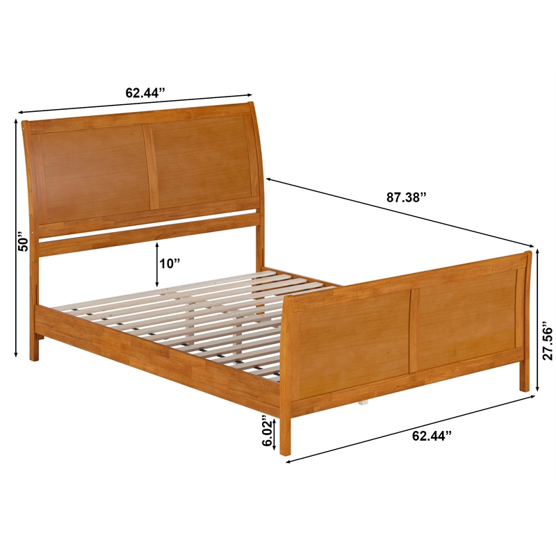 Valencia Queen Low Wood Platform Bed with Matching Footboard in Light Toffee