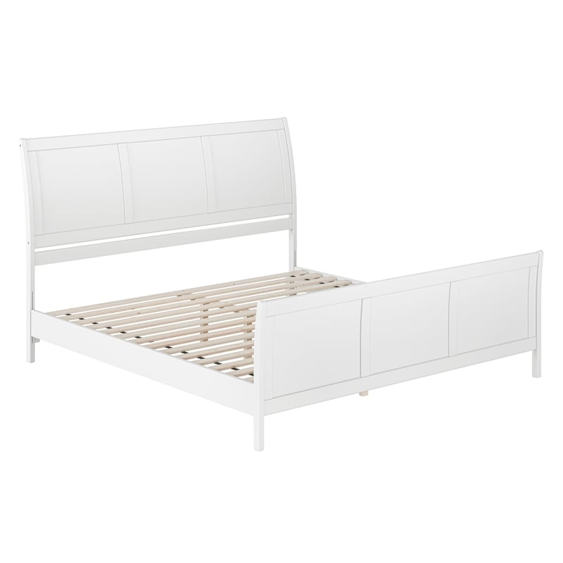 Valencia King Low Profile Wood Platform Bed with Matching Footboard in White