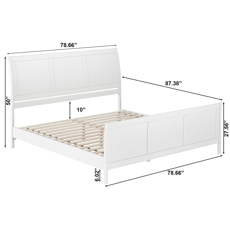 Valencia King Low Profile Wood Platform Bed with Matching Footboard in White