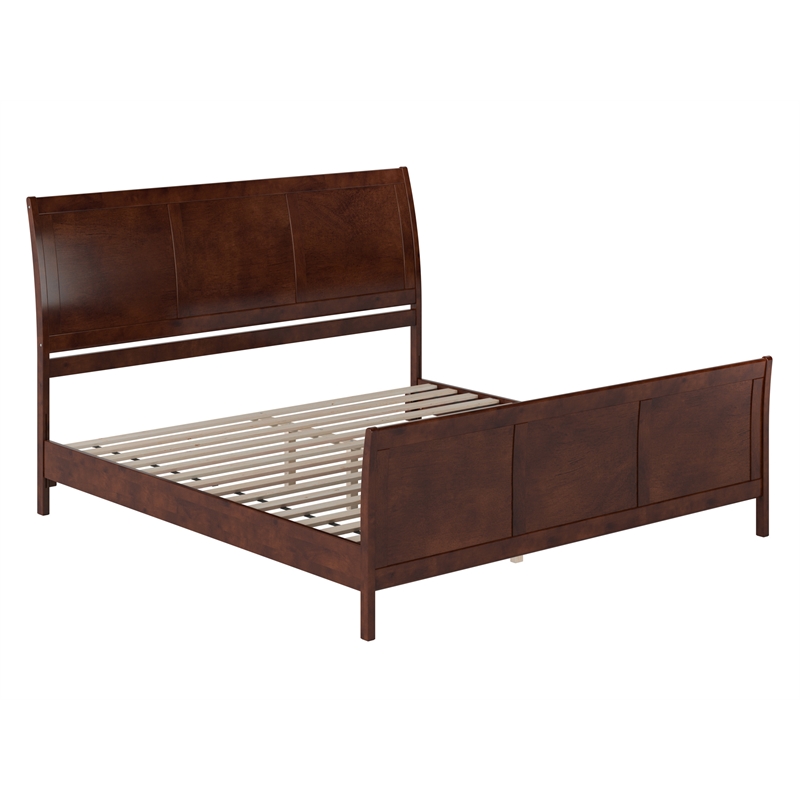 Valencia King Low Profile Wood Platform Bed with Matching Footboard in Walnut