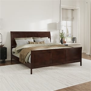 Valencia King Low Profile Wood Platform Bed with Matching Footboard in Walnut