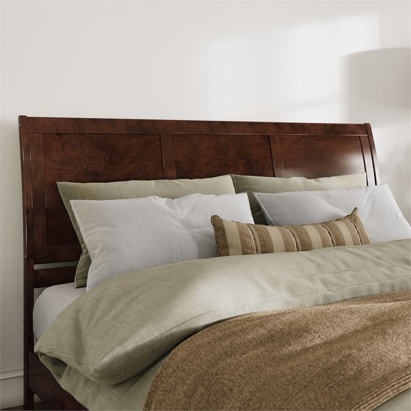 Valencia King Low Profile Wood Platform Bed with Matching Footboard in Walnut