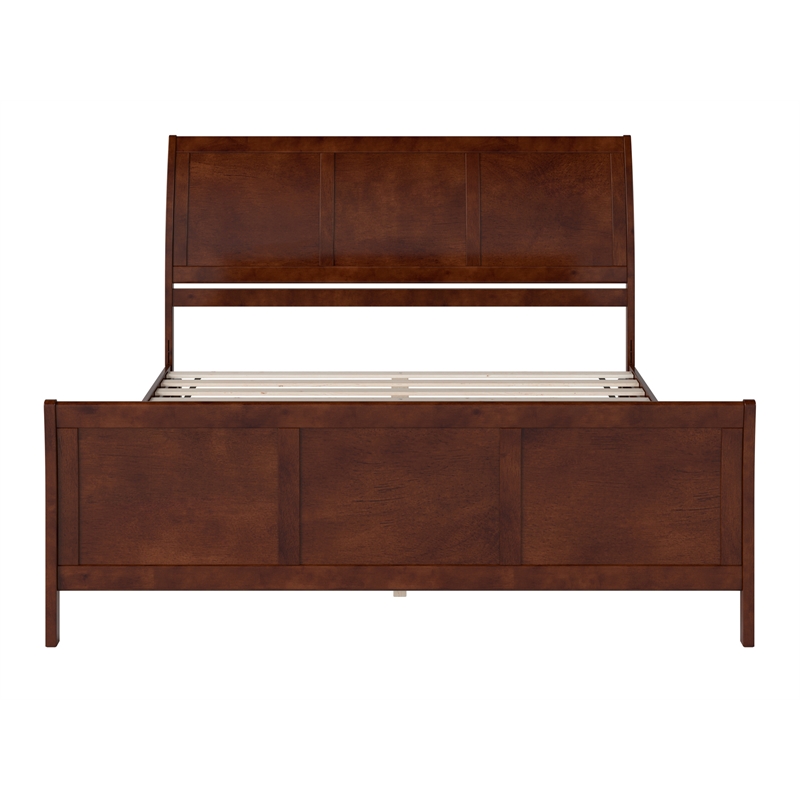 Valencia King Low Profile Wood Platform Bed with Matching Footboard in Walnut