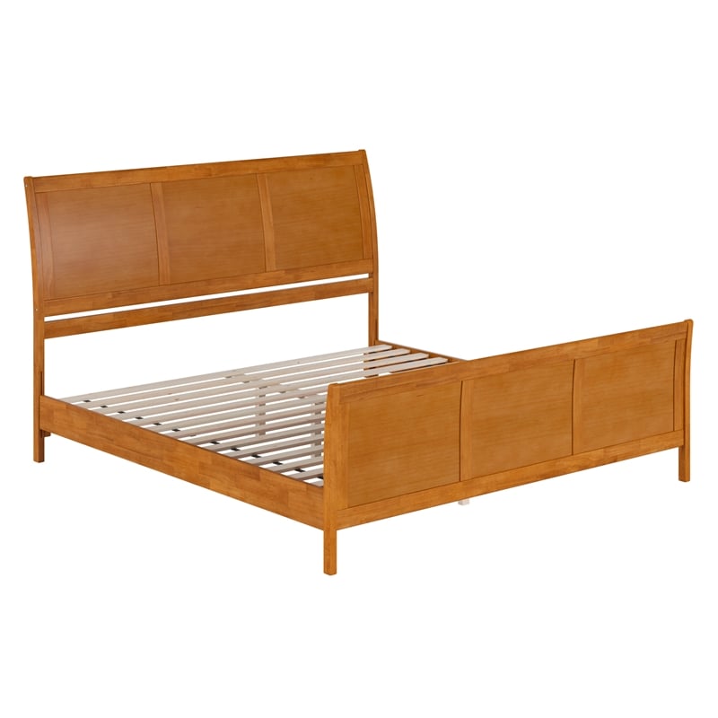 Valencia King Low Wood Platform Bed with Matching Footboard in Light Toffee