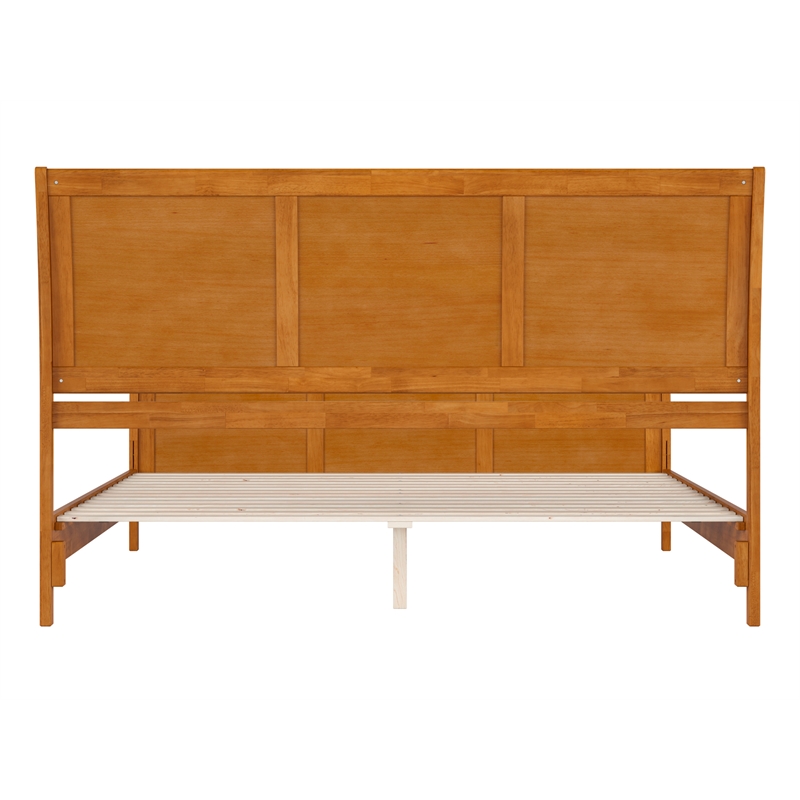 Valencia King Low Wood Platform Bed with Matching Footboard in Light Toffee