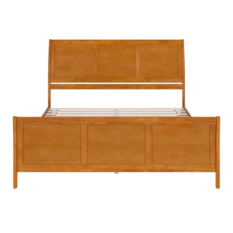 Valencia King Low Wood Platform Bed with Matching Footboard in Light Toffee