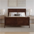 Portland Queen Wood Low Profile Platform Bed with Matching Footboard in Walnut