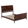 Portland Queen Wood Low Profile Platform Bed with Matching Footboard in Walnut