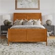 Portland Queen Wood Low Platform Bed with Matching Footboard in Light Toffee