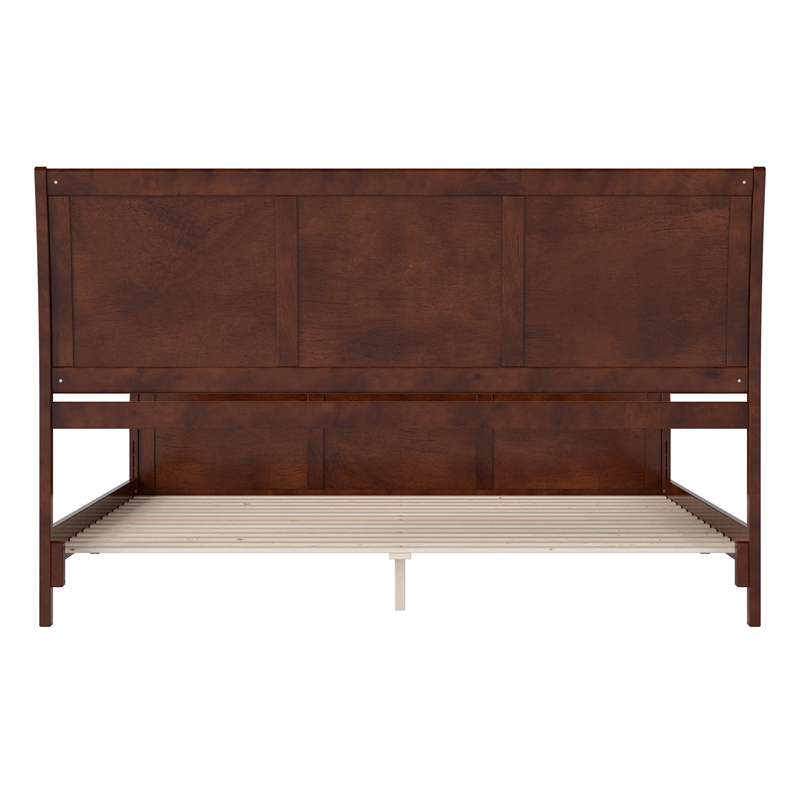 Portland King Wood Low Profile Platform Bed with Matching Footboard in Walnut