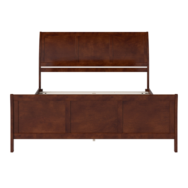 Portland King Wood Low Profile Platform Bed with Matching Footboard in Walnut