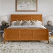 Portland King Wood Low Platform Bed with Matching Footboard in Light Toffee