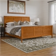 Portland King Wood Low Platform Bed with Matching Footboard in Light Toffee