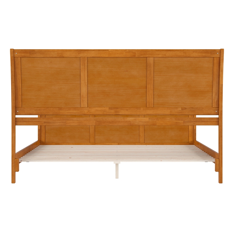 Portland King Wood Low Platform Bed with Matching Footboard in Light Toffee