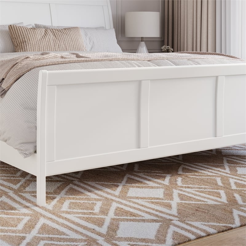 AFI Portland King Wood Foundation Bed Frame with Matching Footboard White