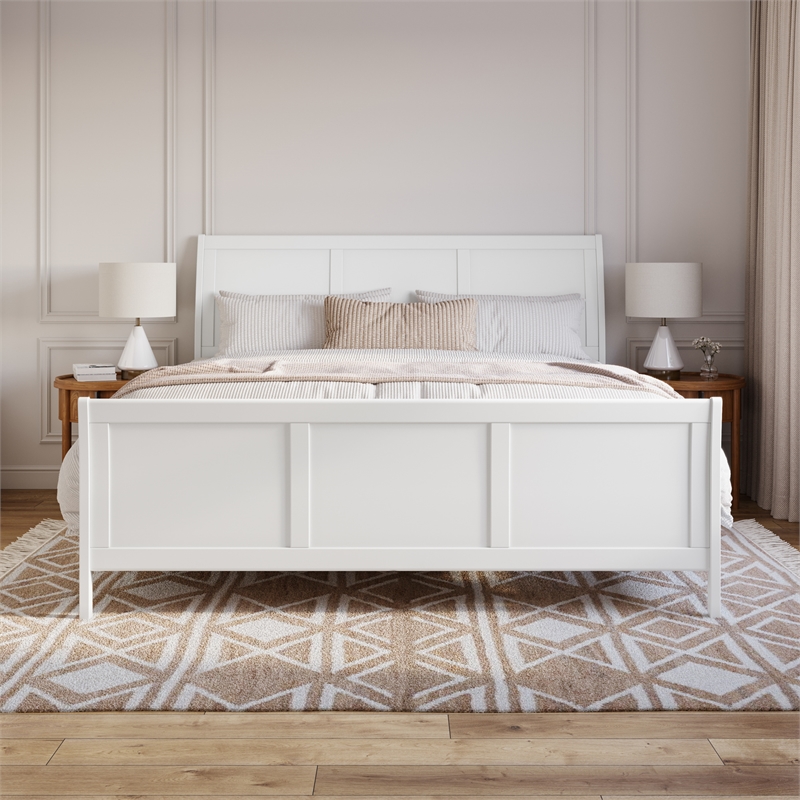 AFI Portland King Wood Foundation Bed Frame with Matching Footboard White