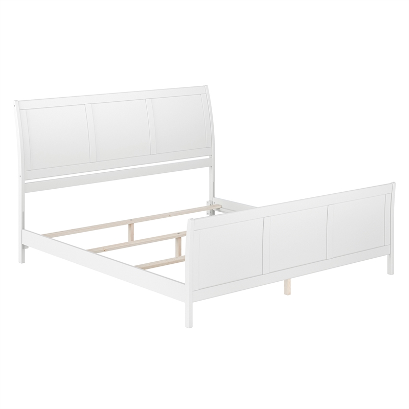 AFI Portland King Wood Foundation Bed Frame with Matching Footboard White