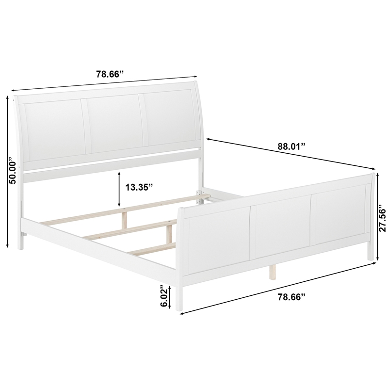AFI Portland King Wood Foundation Bed Frame with Matching Footboard White
