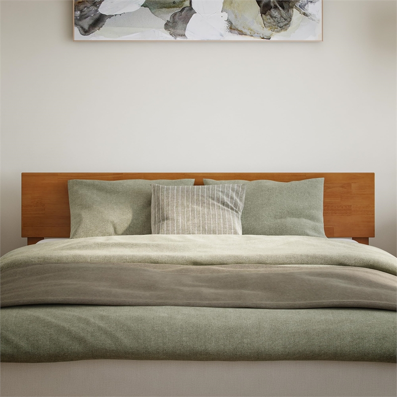 Orlando Queen Solid Wood Low Profile Platform Bed in Light Toffee