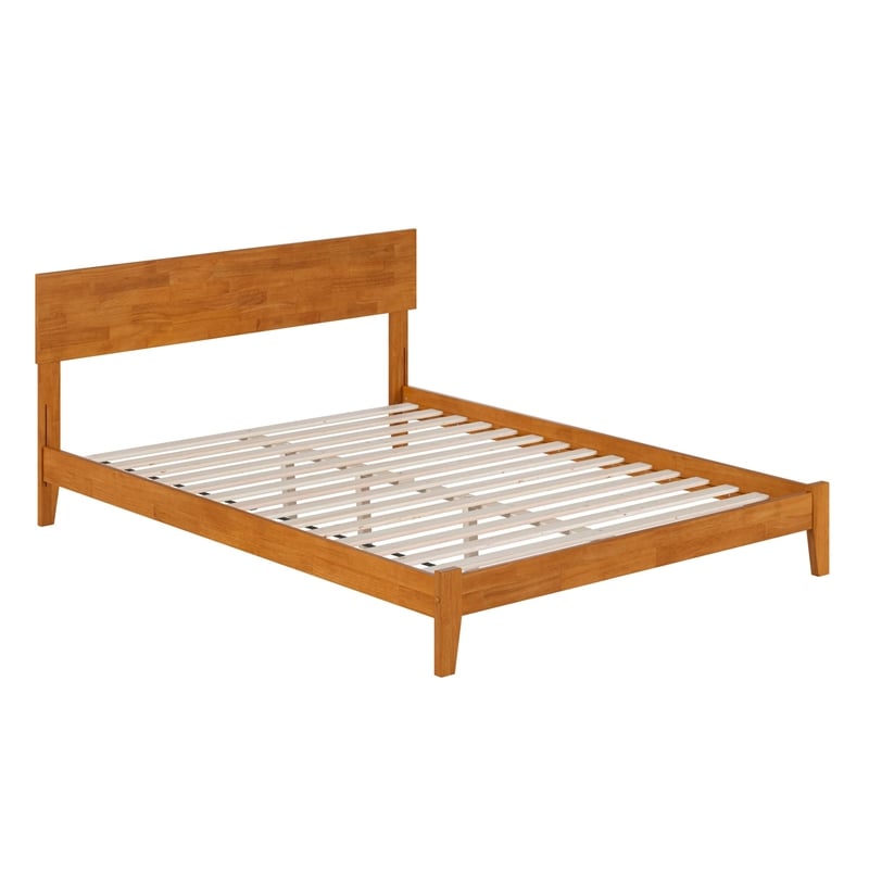Orlando Queen Solid Wood Low Profile Platform Bed in Light Toffee