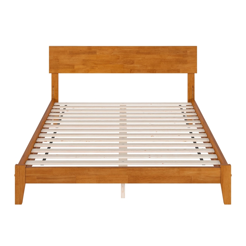 Orlando Queen Solid Wood Low Profile Platform Bed in Light Toffee