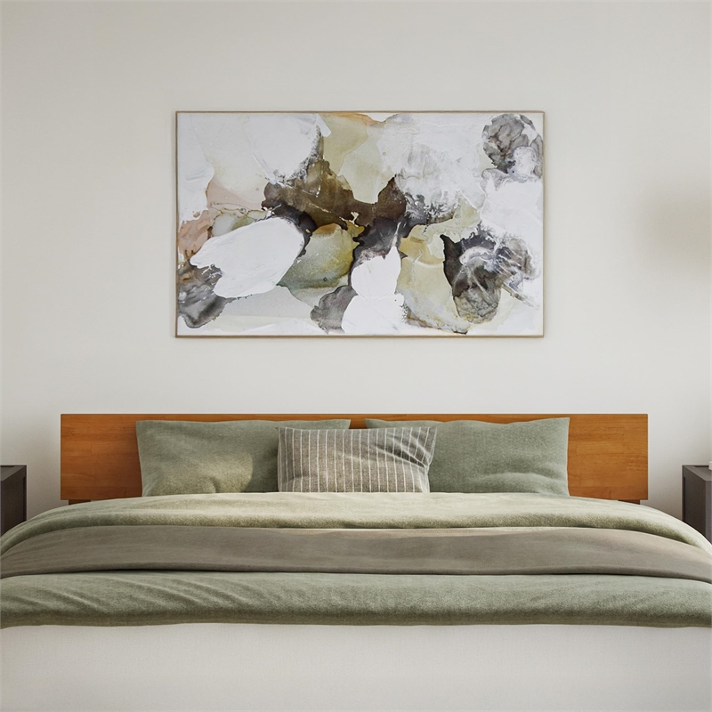 Orlando King Solid Wood Low Profile Platform Bed in Light Toffee