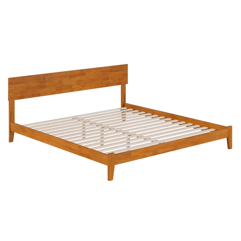 Orlando King Solid Wood Low Profile Platform Bed in Light Toffee